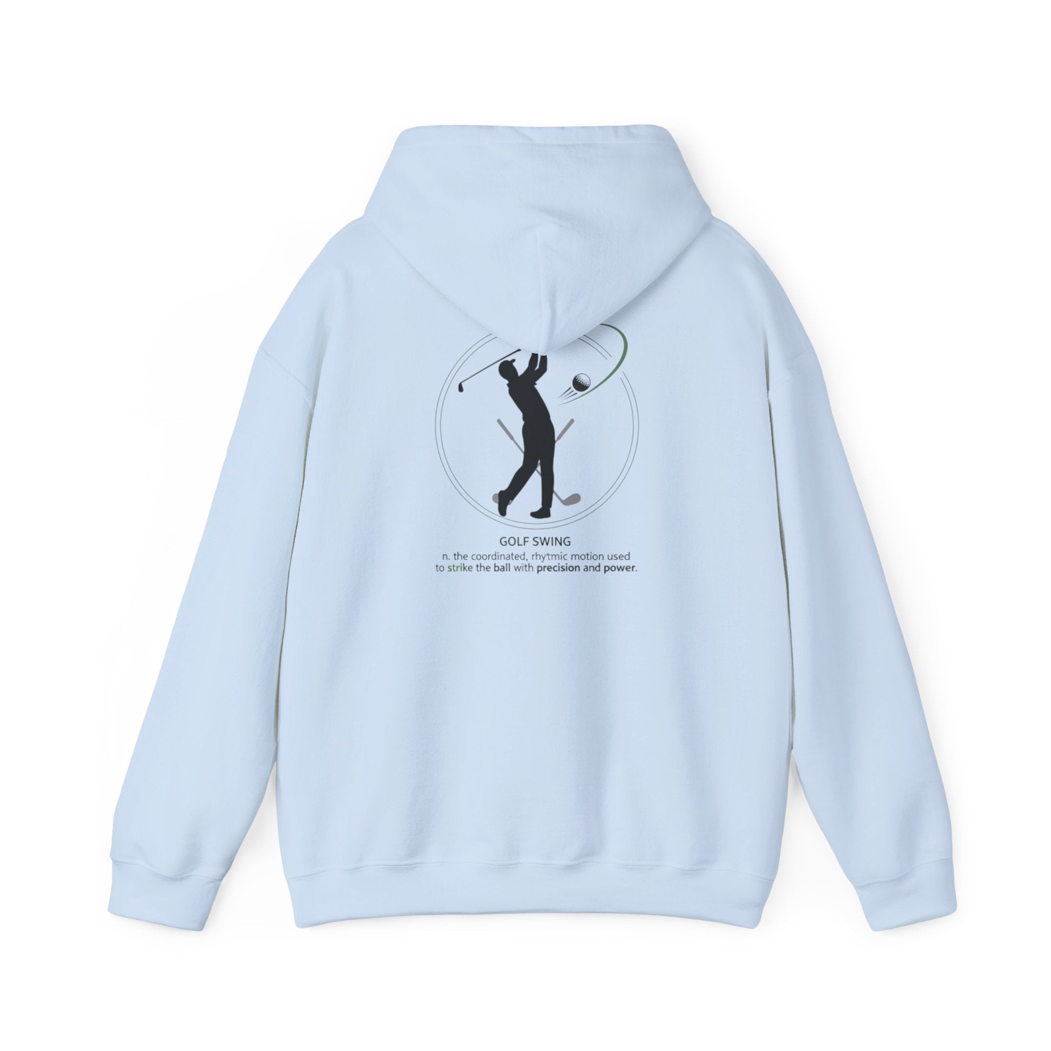 Golf Swing Hoodie — Minimal Golfer Silhouette Pullover with 'Golf Swing' Graphic