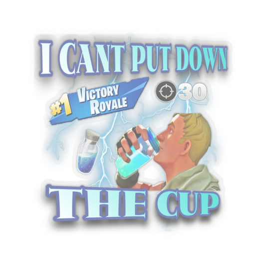 Funny Gaming Kiss-Cut Stickers - 'I Cant Put Down The Cup'