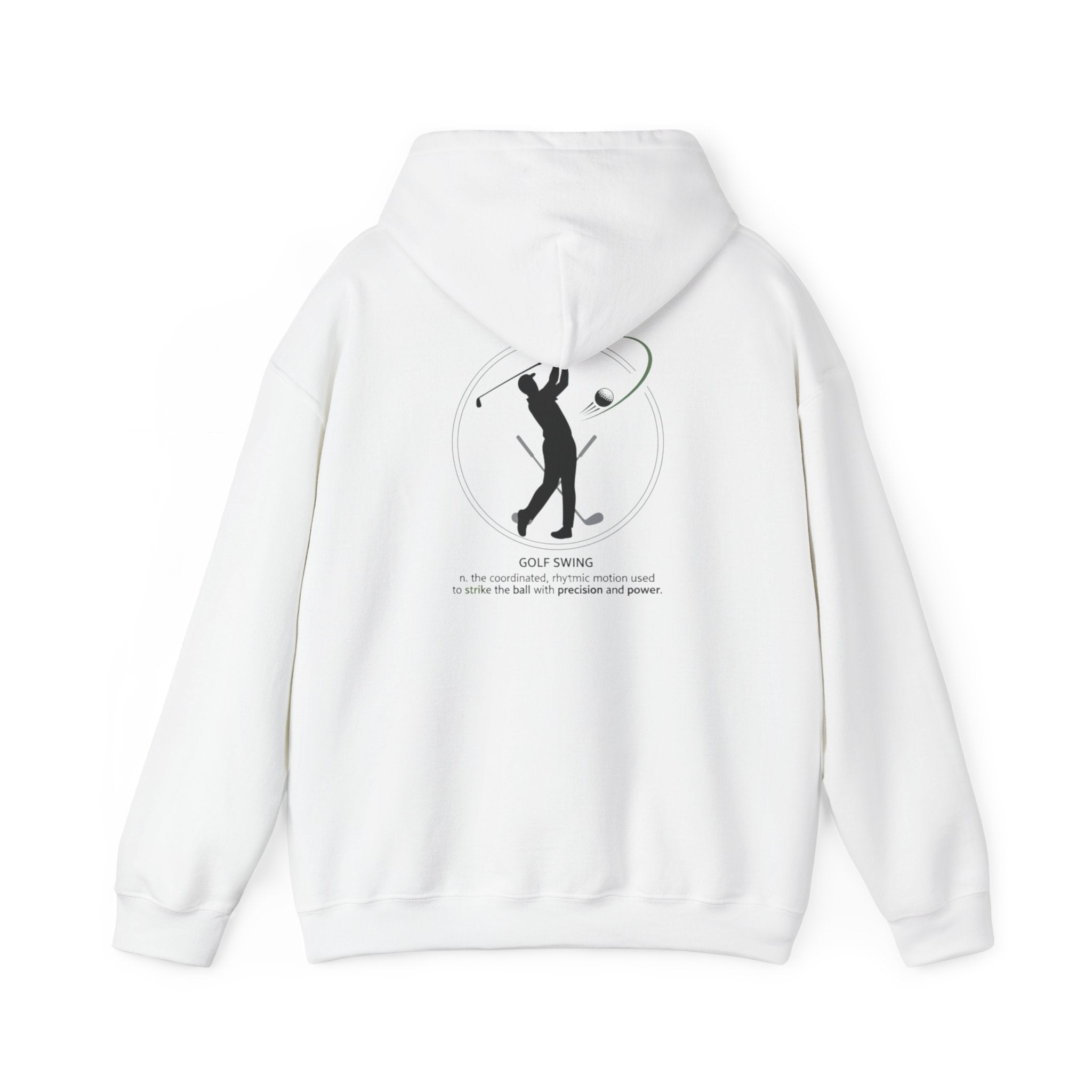 Golf Swing Hoodie — Minimal Golfer Silhouette Pullover with 'Golf Swing' Graphic